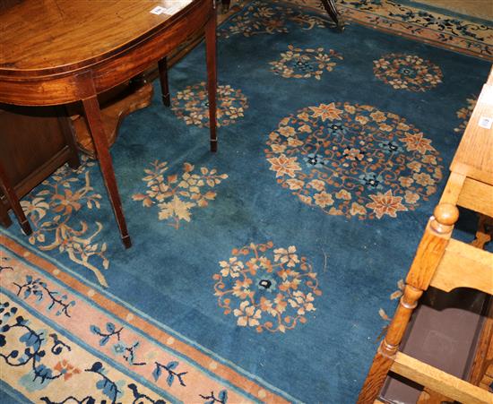 Chinese blue ground floral carpet, 1930s